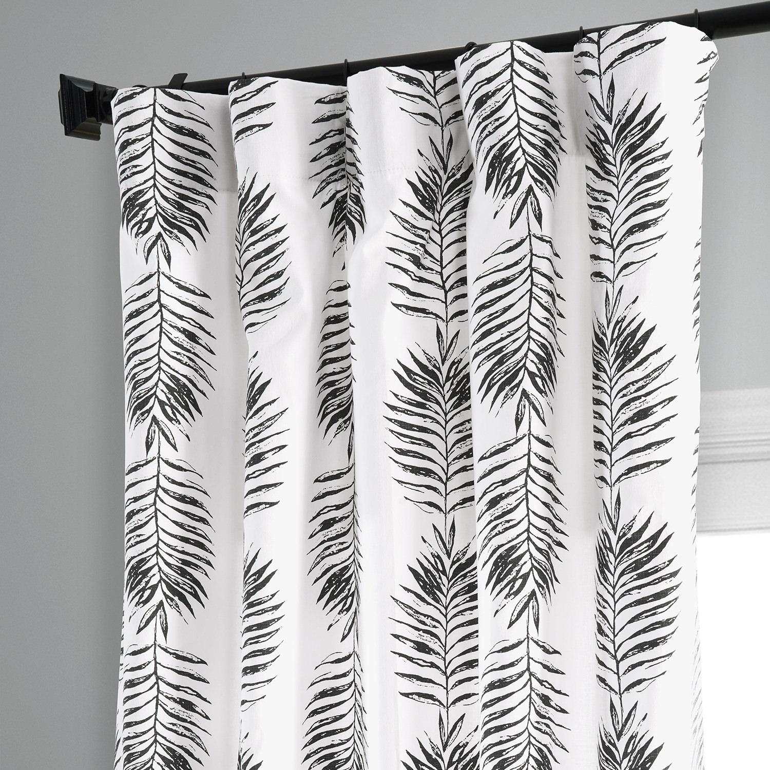 Sago Black Ink Printed Cotton Curtain