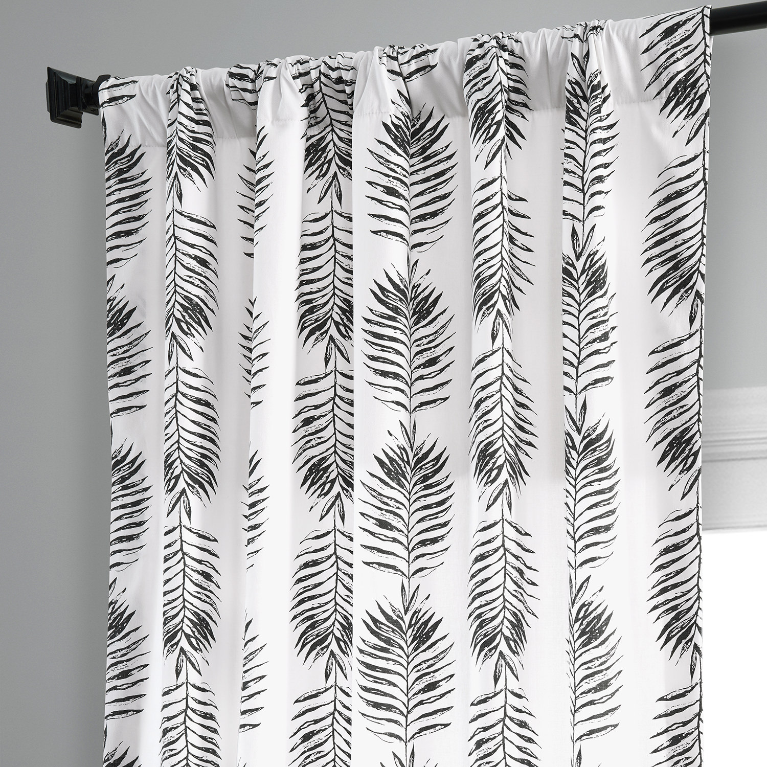 Sago Black Ink Printed Cotton Curtain