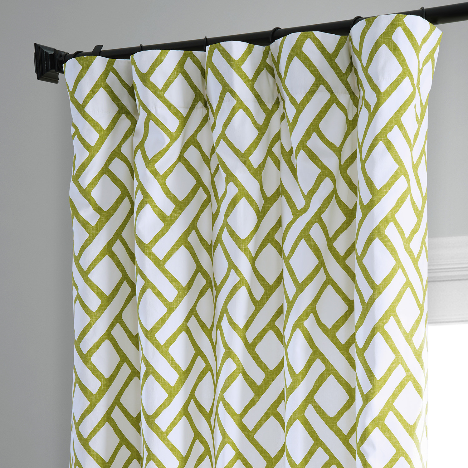 Garden Path Moss Green Printed Cotton Curtain