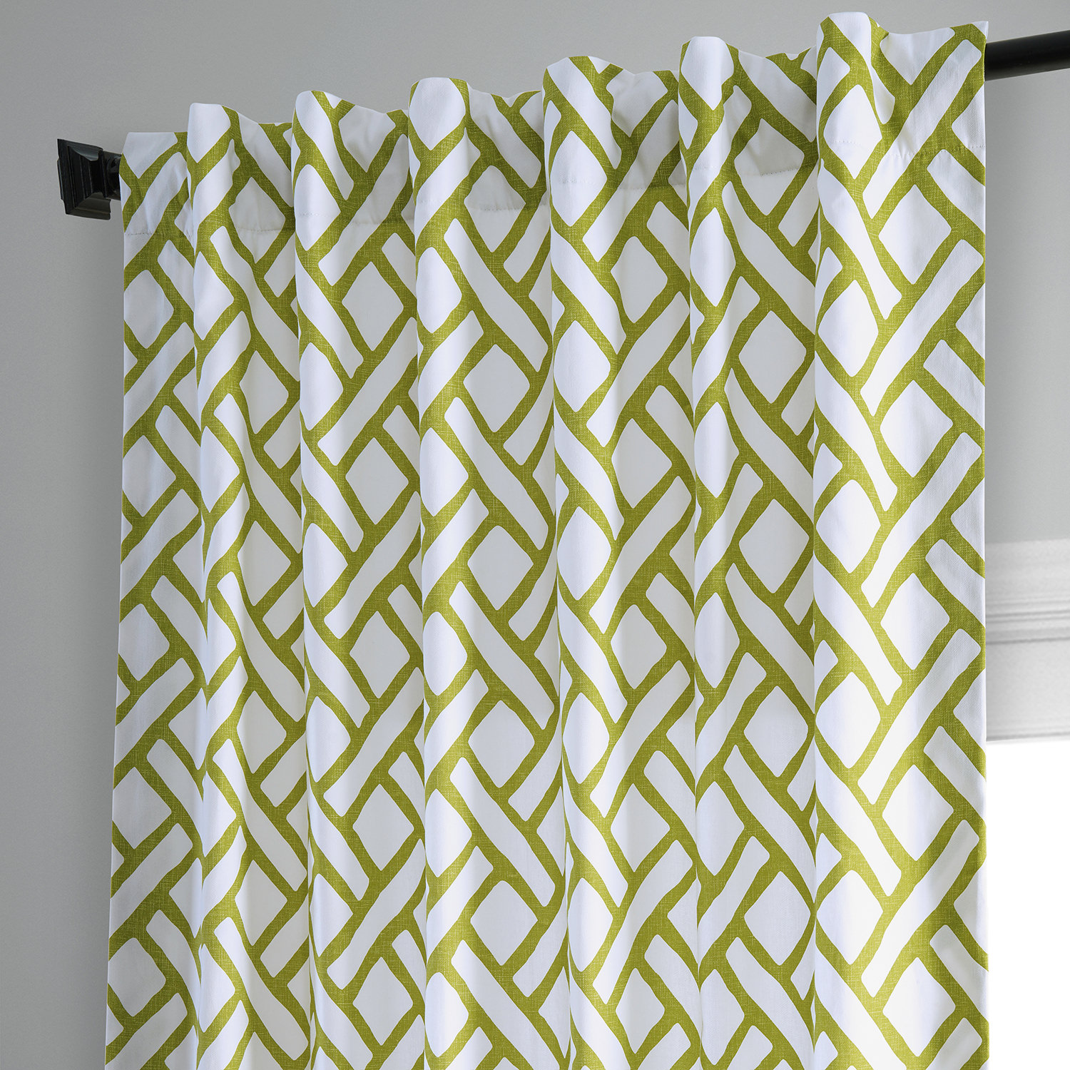 Garden Path Moss Green Printed Cotton Curtain