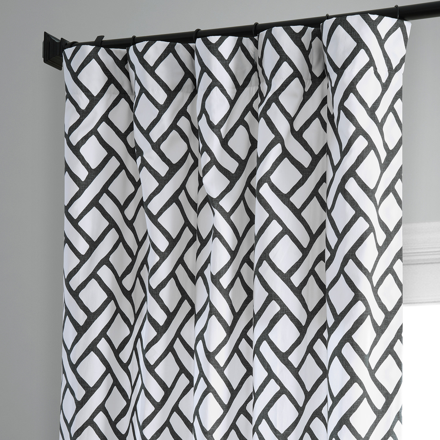 Garden Path Black Printed Cotton Curtain