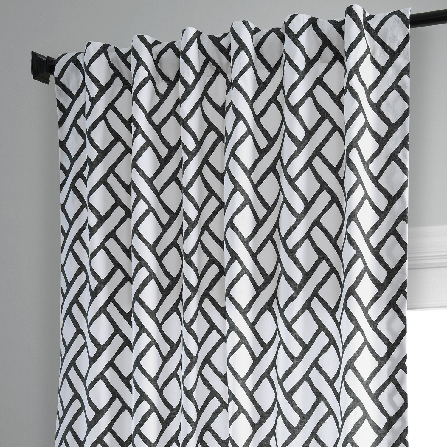 Garden Path Black Printed Cotton Curtain