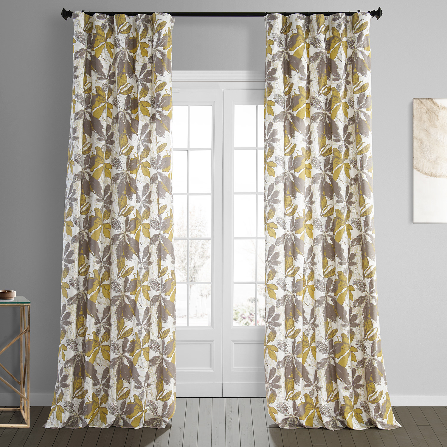 Sunny Day Gold Printed Cotton Curtain