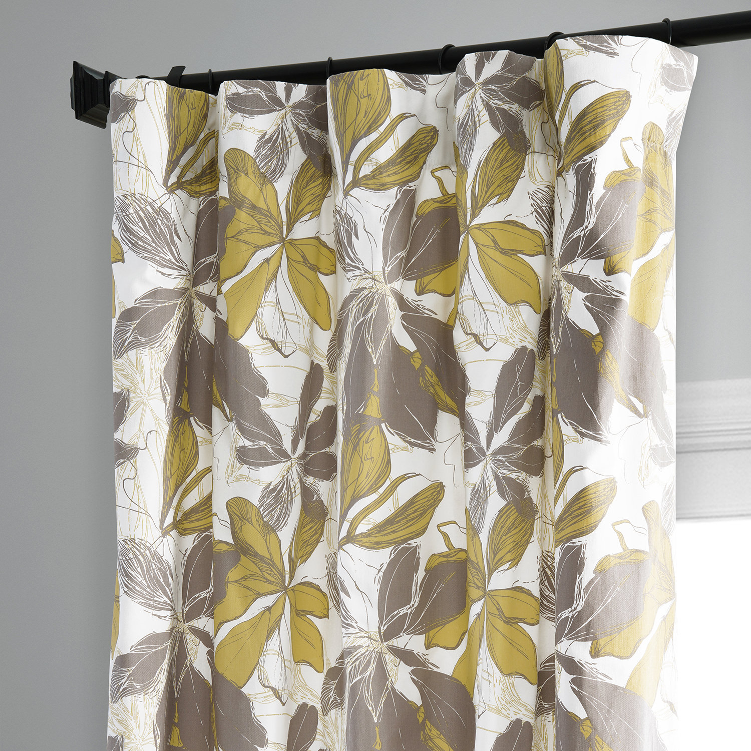 Sunny Day Gold Printed Cotton Curtain