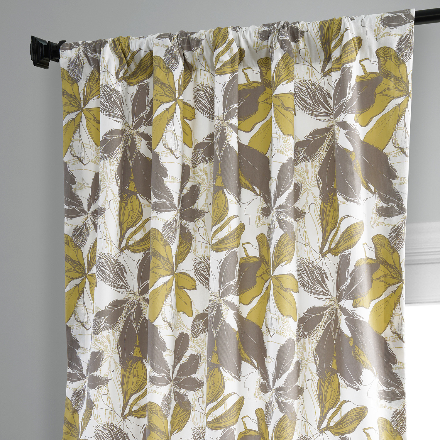 Sunny Day Gold Printed Cotton Curtain