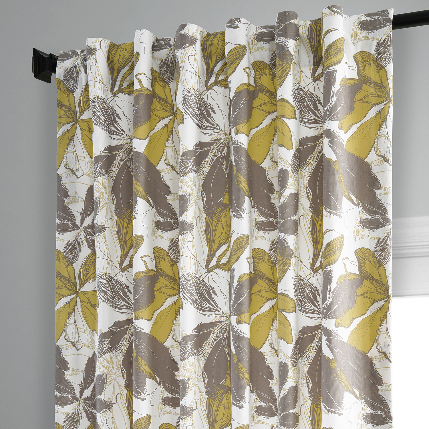 Sunny Day Gold Printed Cotton Curtain