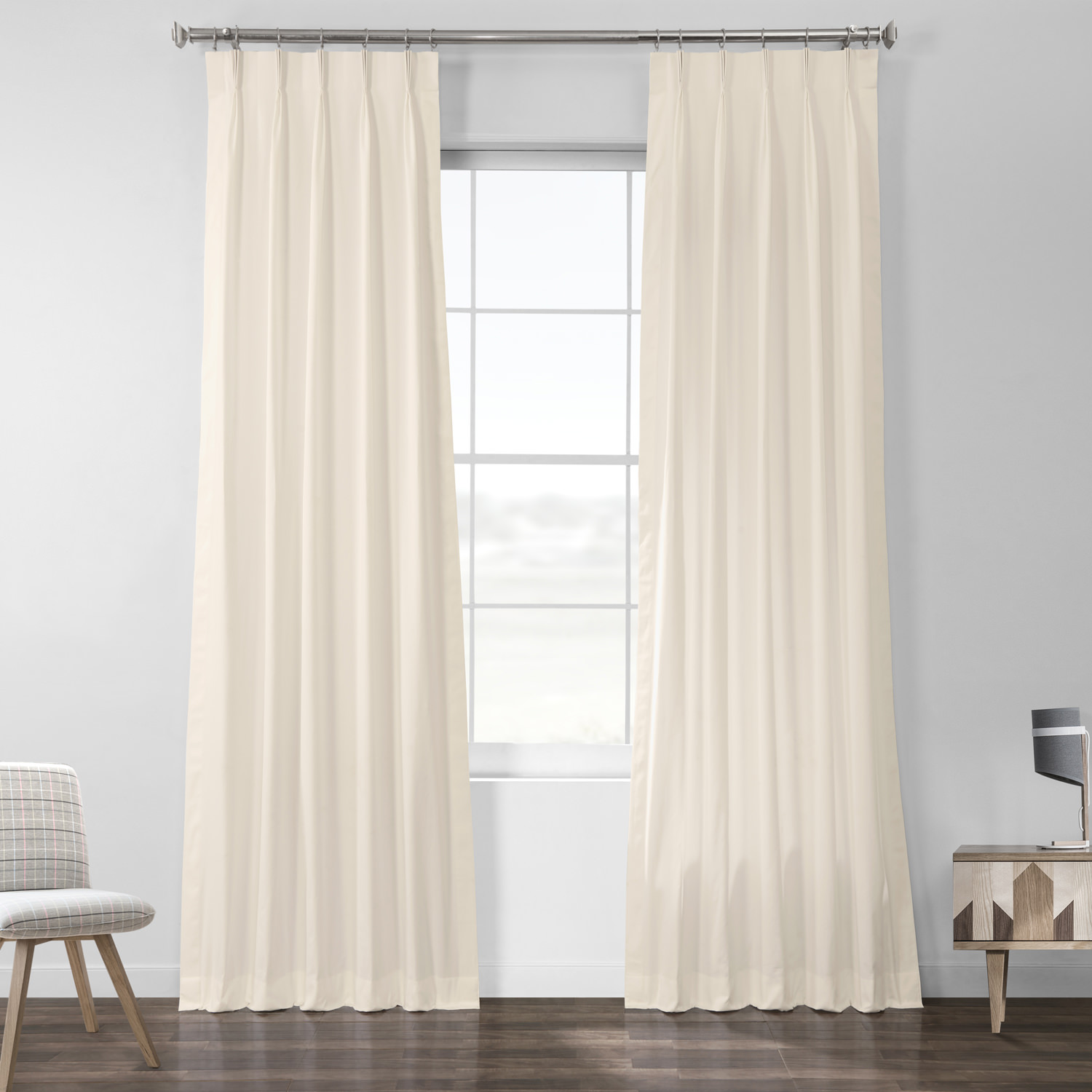 Fresh Popcorn Solid Cotton Pleated Curtain