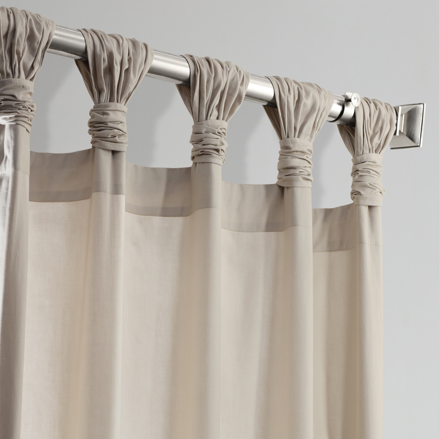 Hazelwood Beige Solid Cotton Deluxe Tab Top Curtain