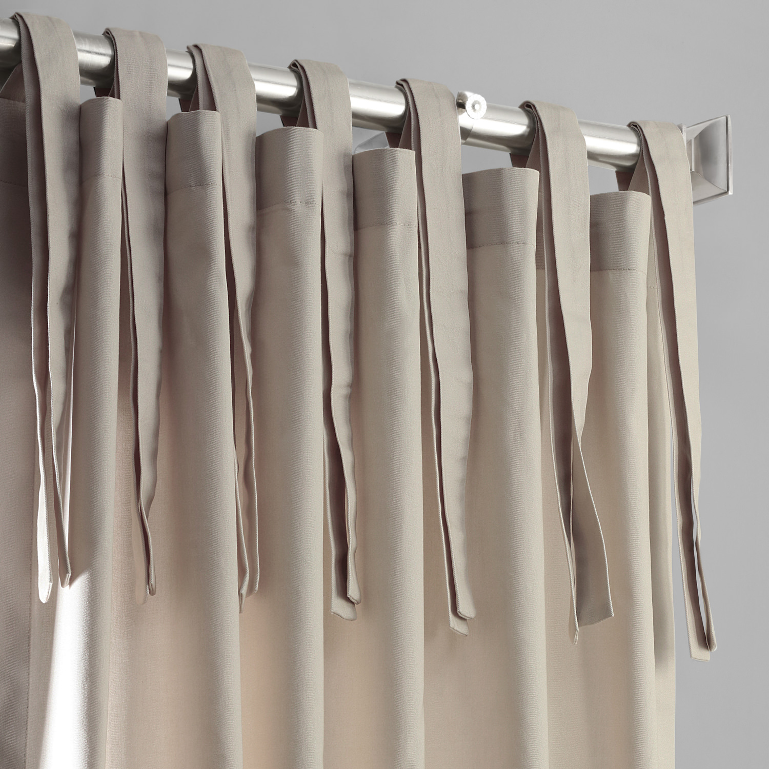 Hazelwood Beige Solid Cotton Tie-Top Curtain