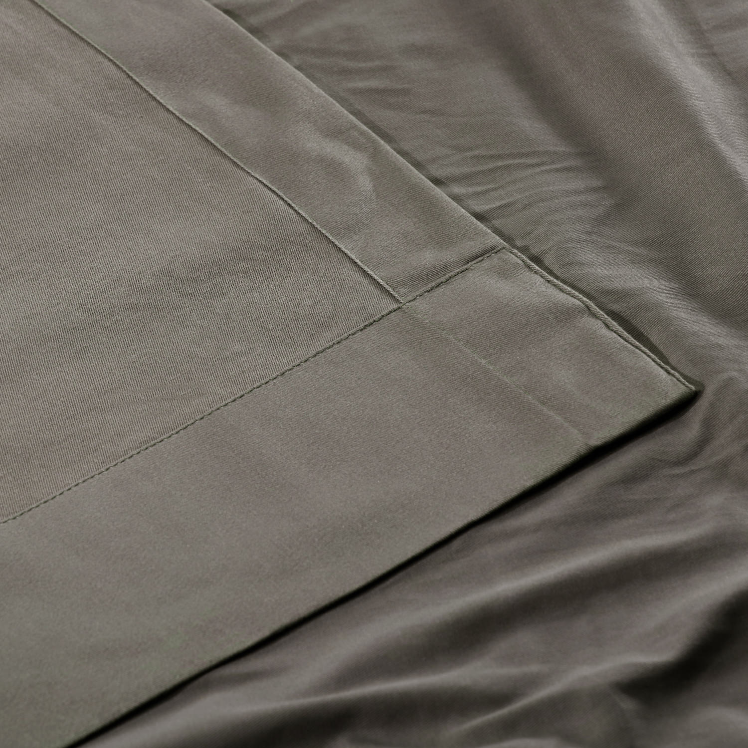 Millstone Gray Solid Cotton Pleated Curtain