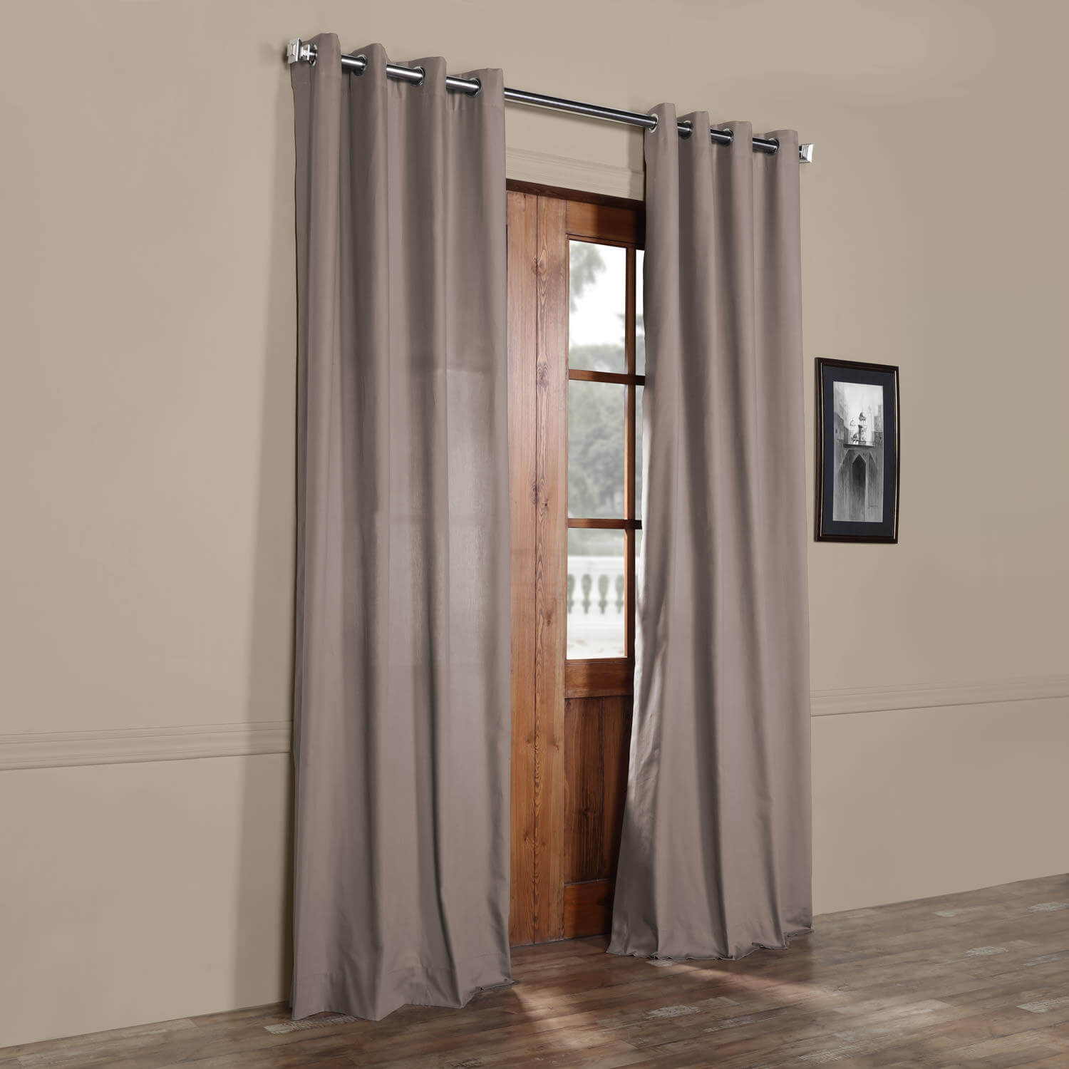 Millstone Gray Solid Cotton Grommet Curtain