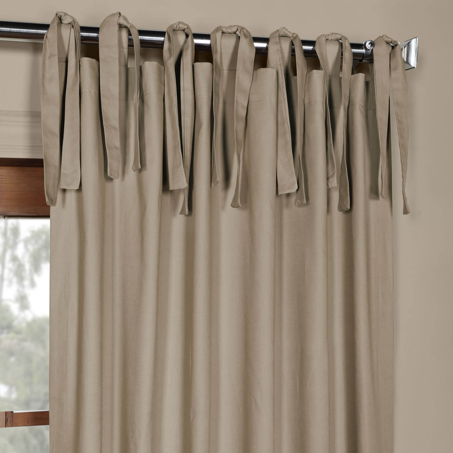 Sandstone Solid Cotton Tie-Top Curtain