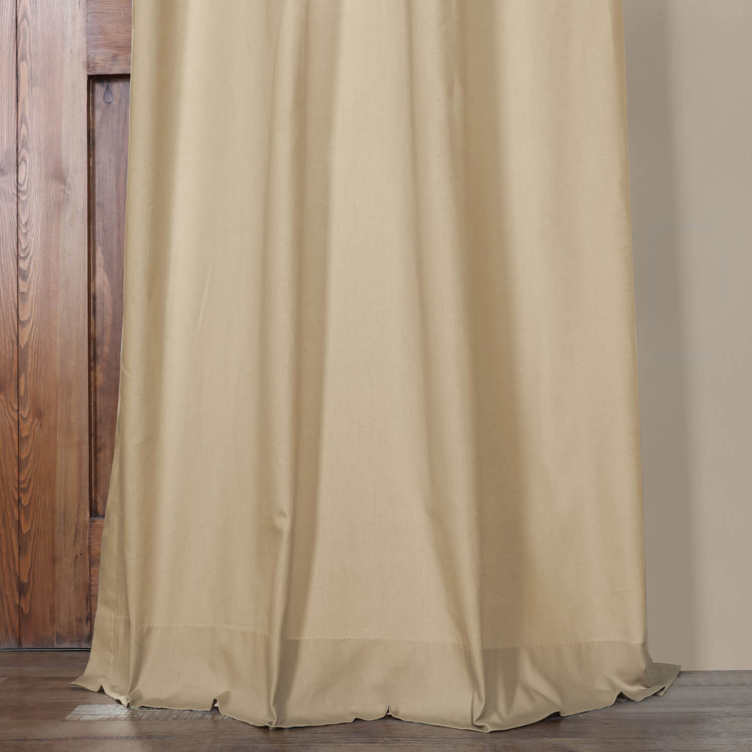 Shaker Beige Solid Cotton Grommet Curtain