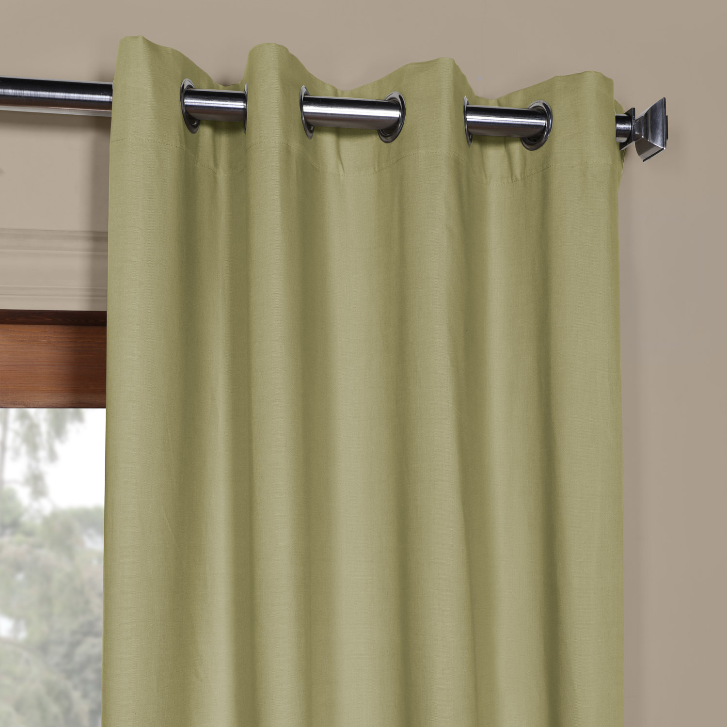 Mountain Moss Solid Cotton Grommet Curtain