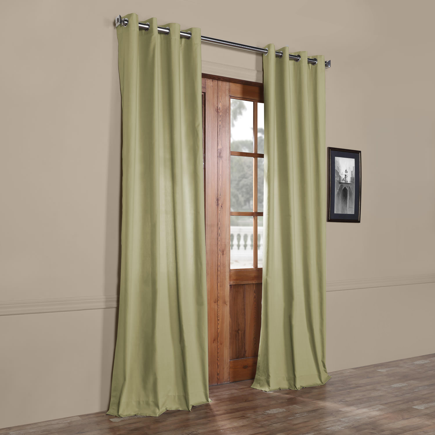 Mountain Moss Solid Cotton Grommet Curtain