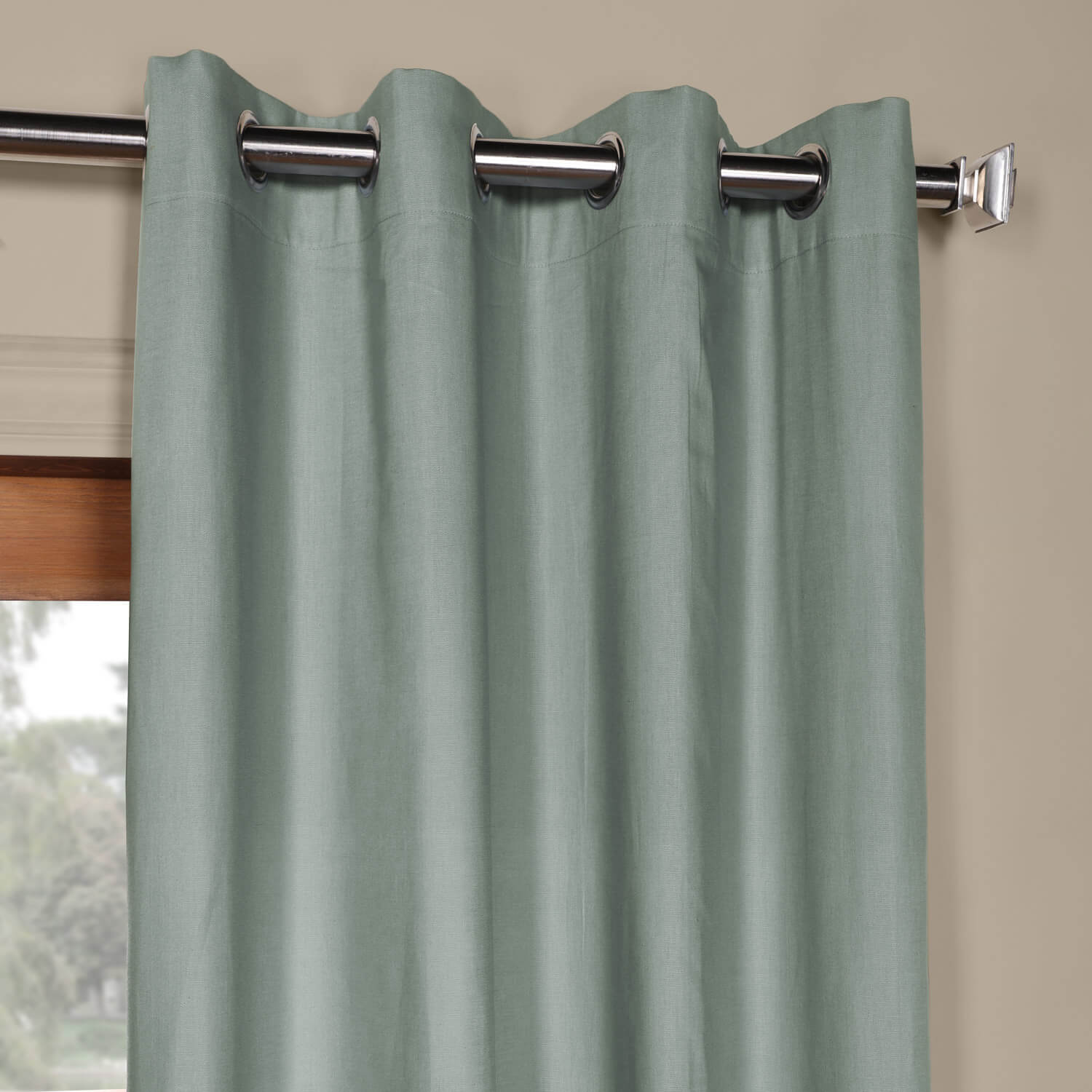 Jasper Stone Solid Cotton Grommet Curtain