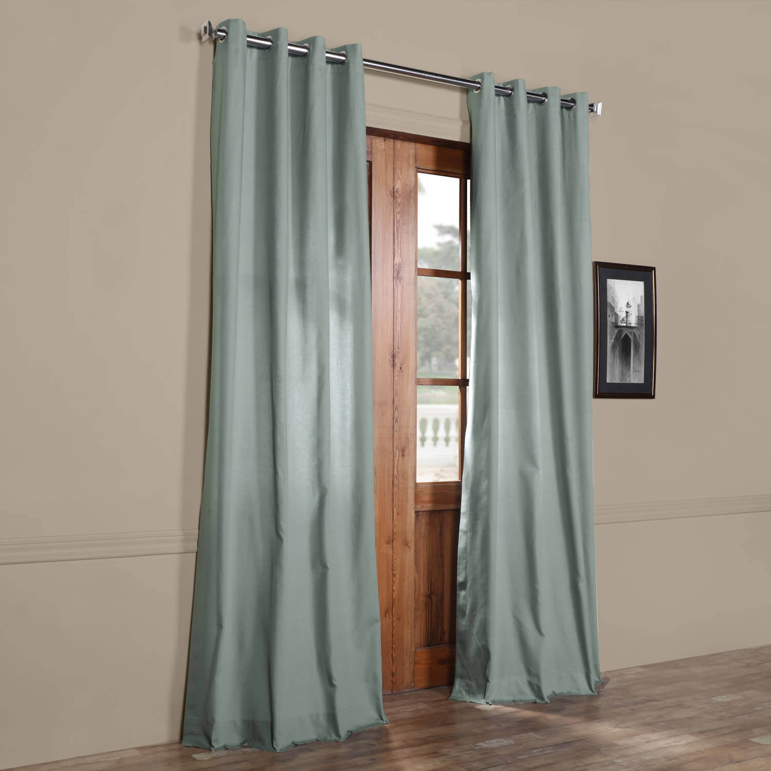 Jasper Stone Solid Cotton Grommet Curtain