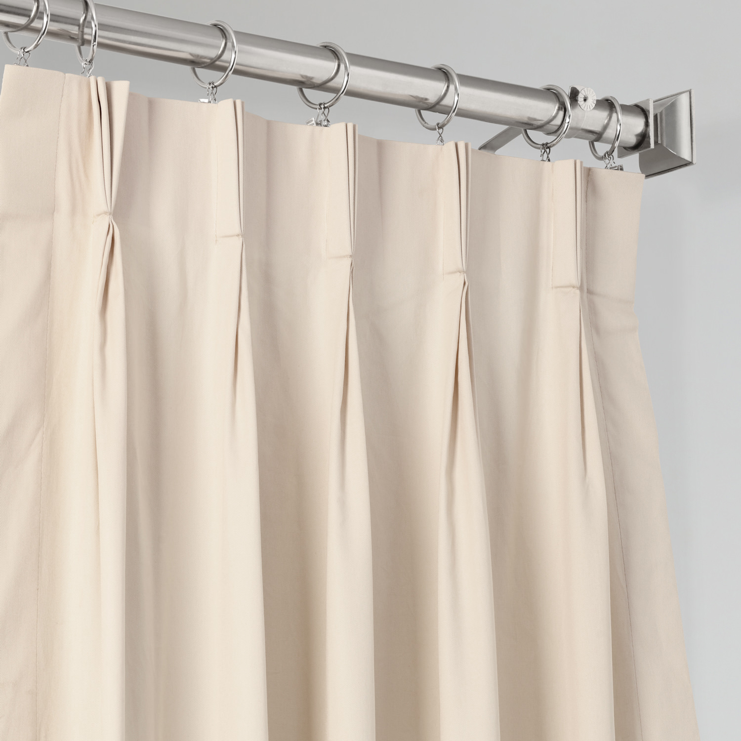 English Cream Solid Cotton Pleated Curtain