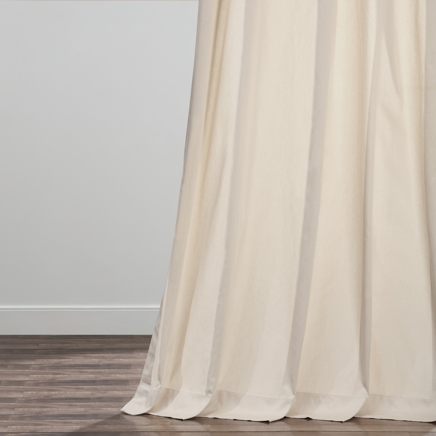 English Cream Solid Cotton Pleated Curtain