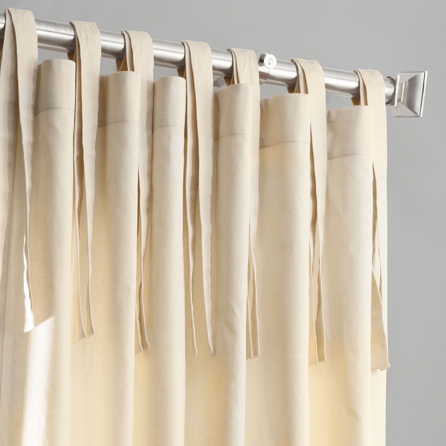 English Cream Solid Cotton Tie-Top Curtain