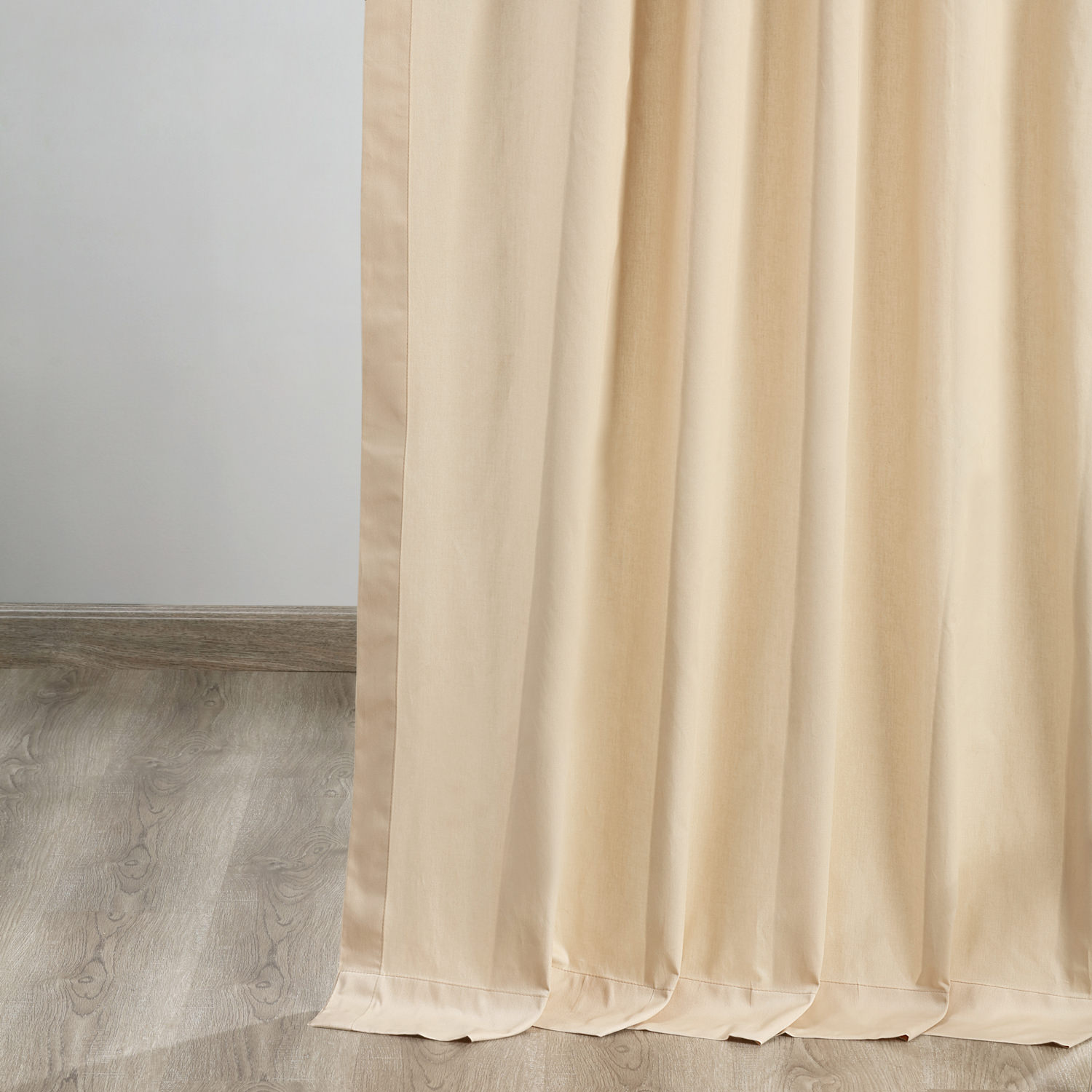 English Cream Solid Cotton Tie-Top Curtain