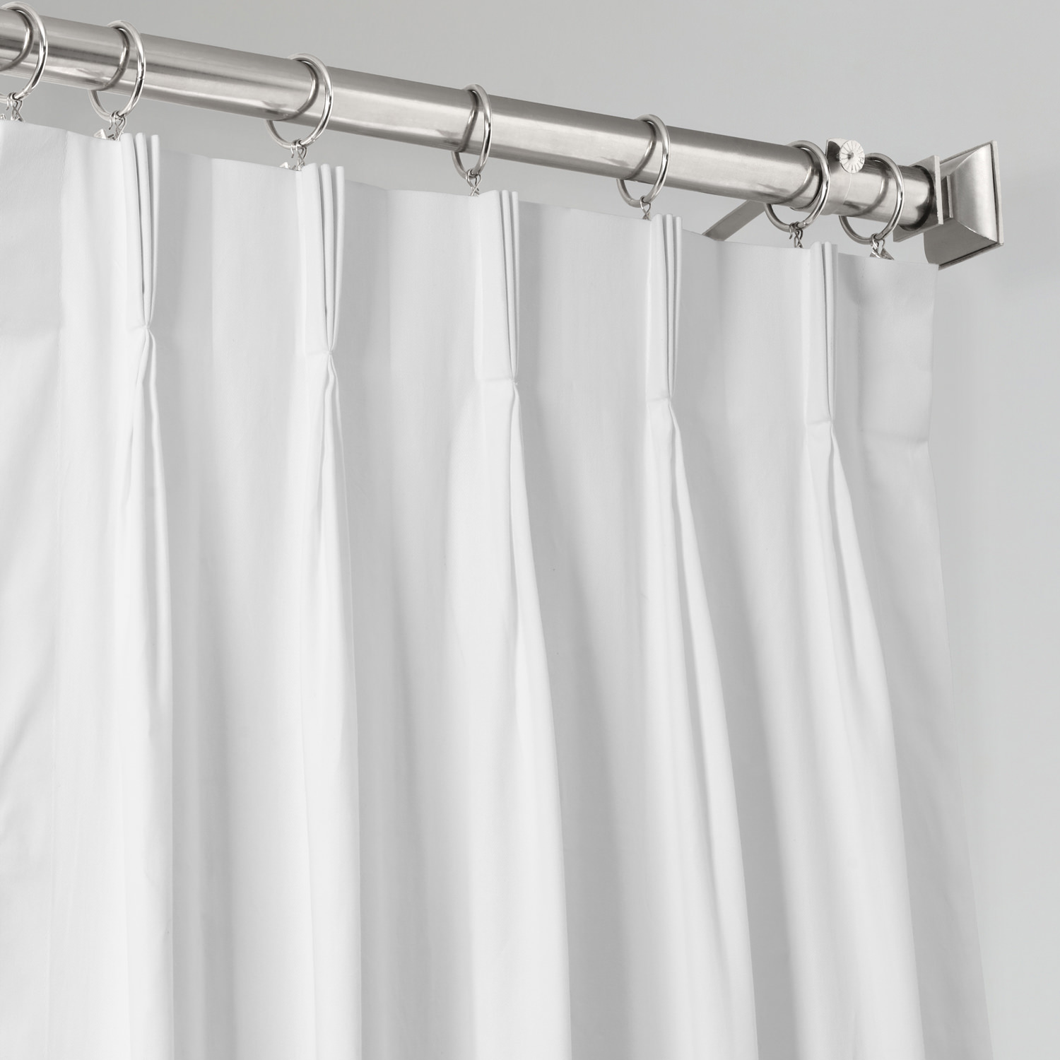 Whisper White Solid Cotton Pleated Curtain