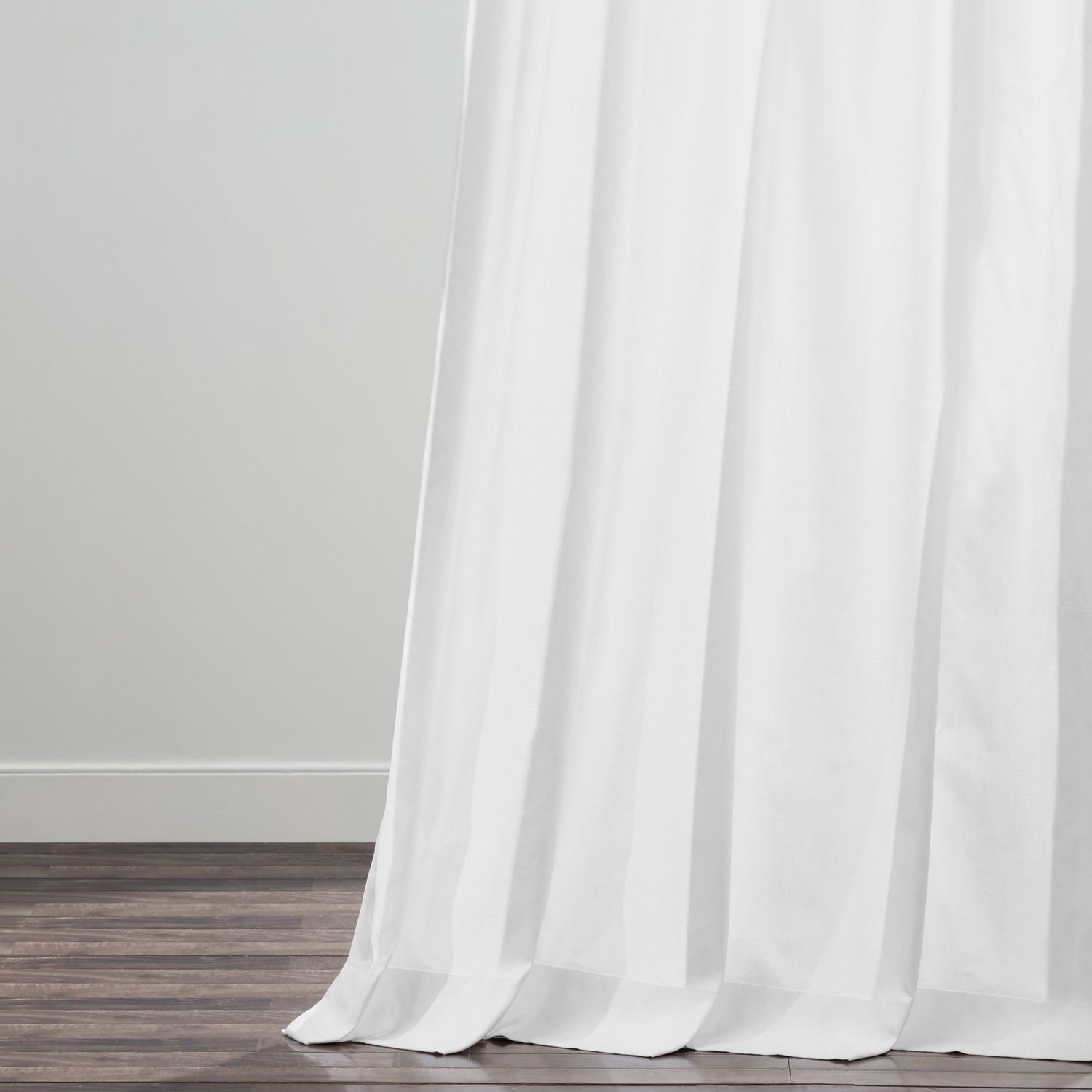 Whisper White Solid Cotton Pleated Curtain