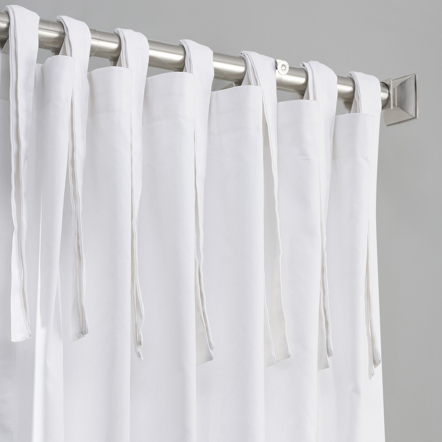 Whisper White Solid Cotton Tie-Top Curtain