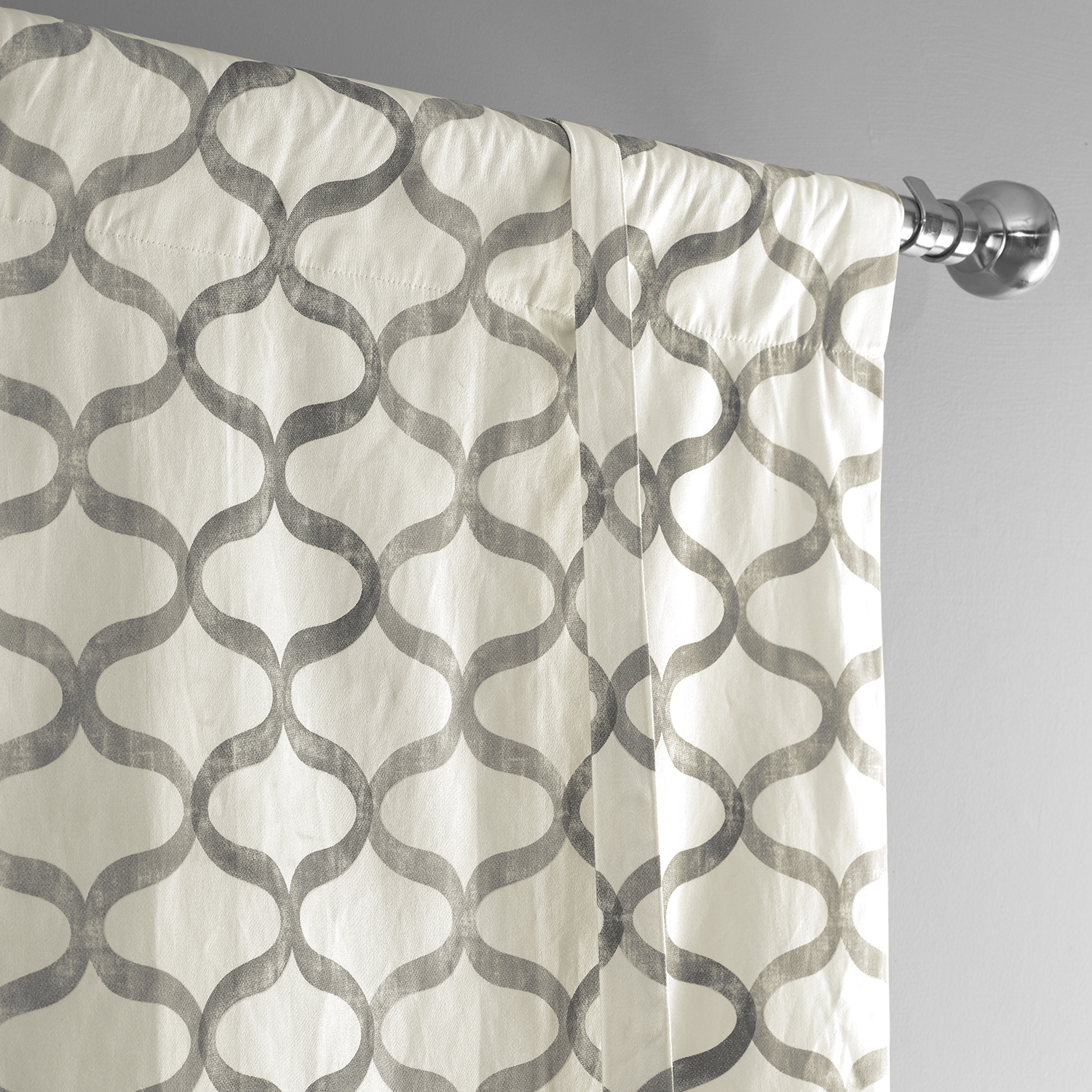 Illusions Silver Grey Printed Cotton Tie-Up Window Shade