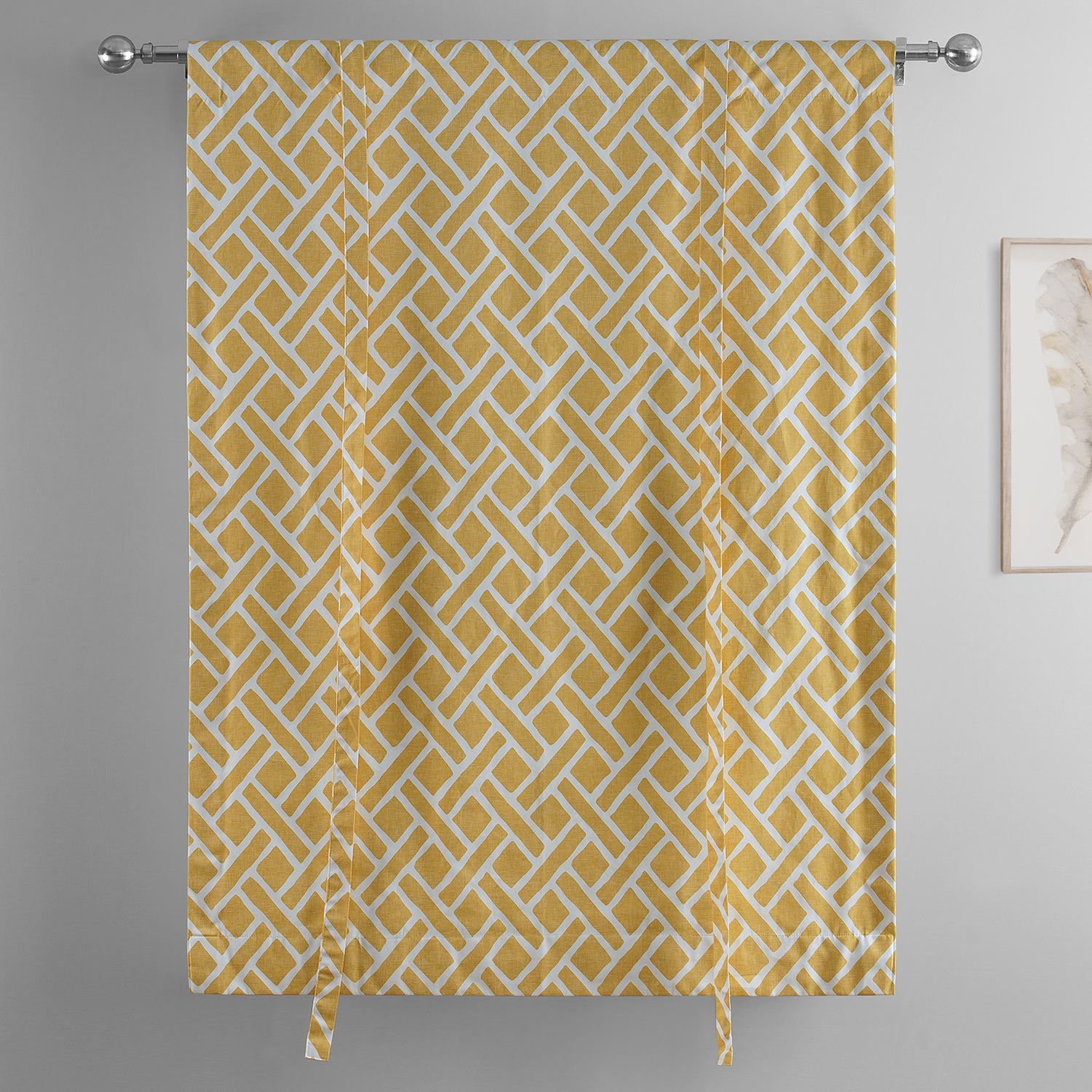 Martinique Yellow Printed Cotton Tie-Up Window Shade