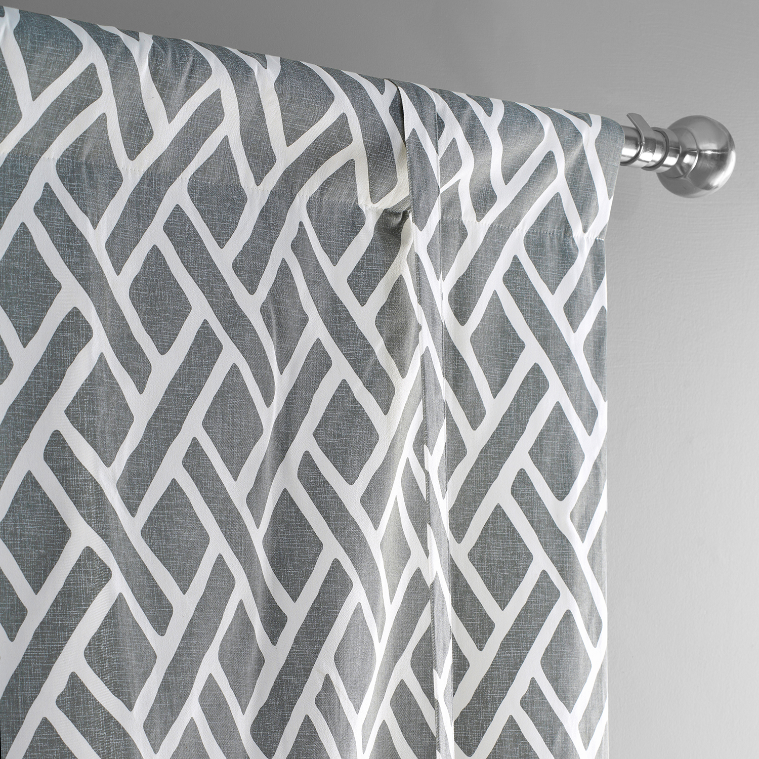 Martinique Grey Printed Cotton Tie-Up Window Shade