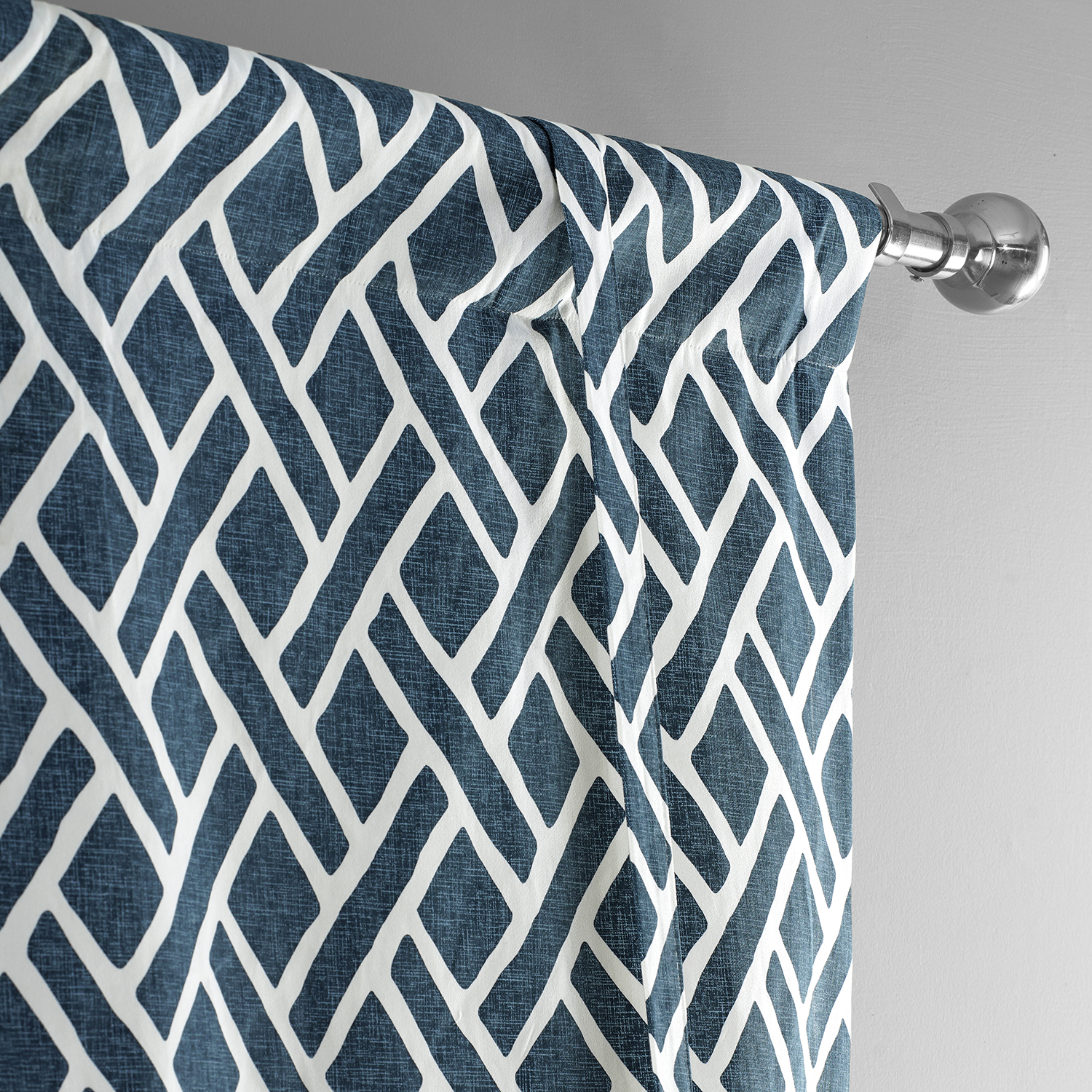 Martinique Blue Printed Cotton Tie-Up Window Shade