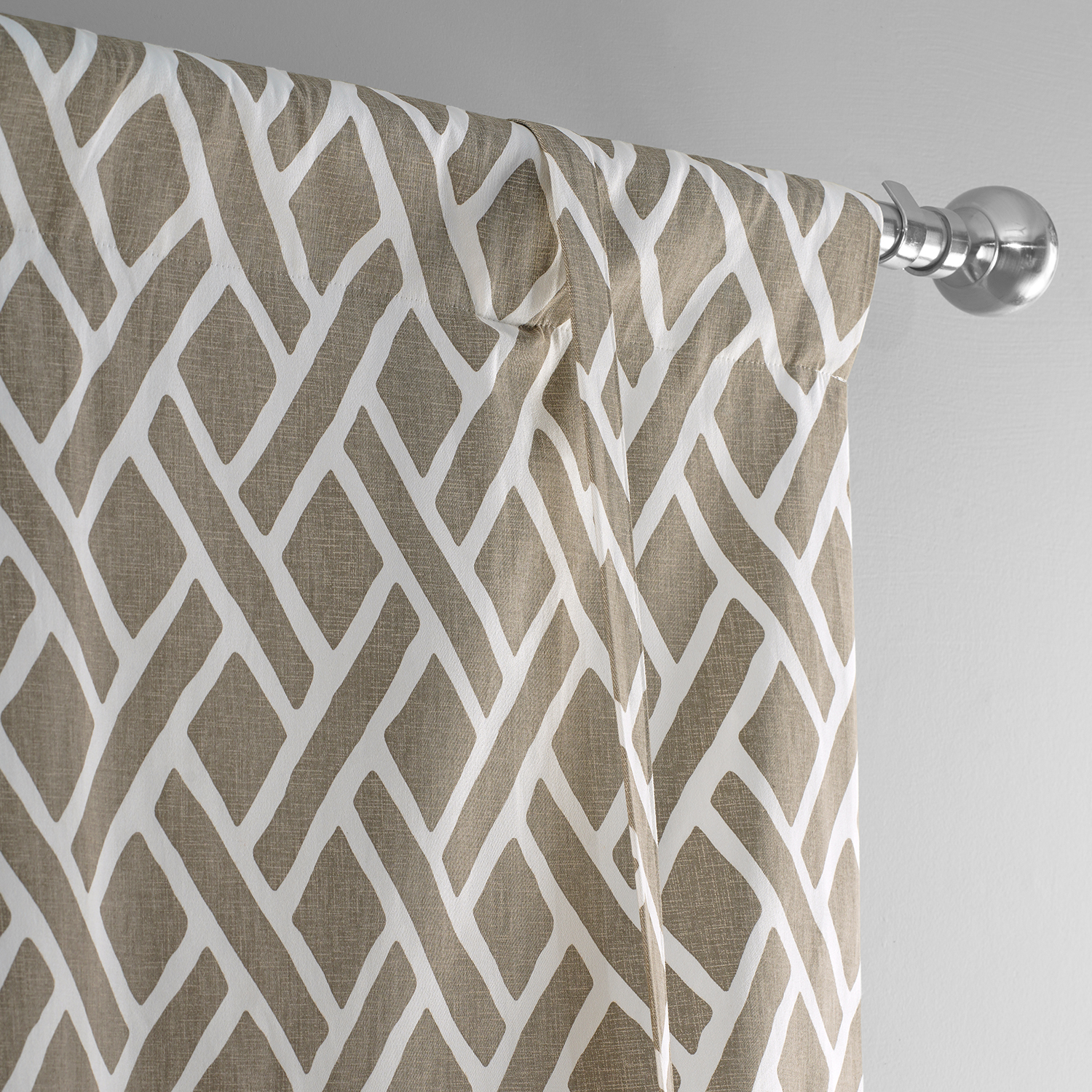 Martinique Taupe Printed Cotton Tie-Up Window Shade