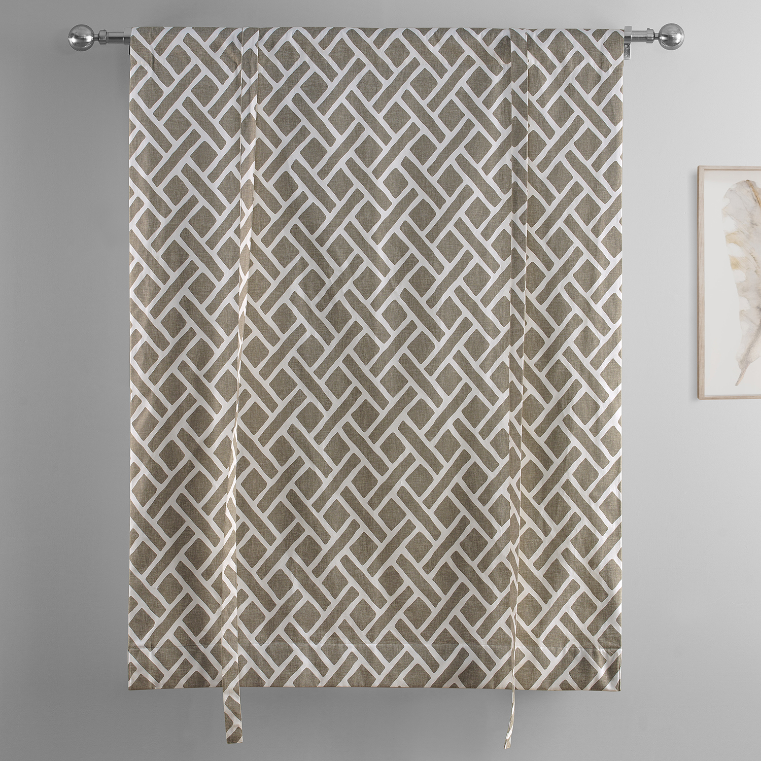 Martinique Taupe Printed Cotton Tie-Up Window Shade