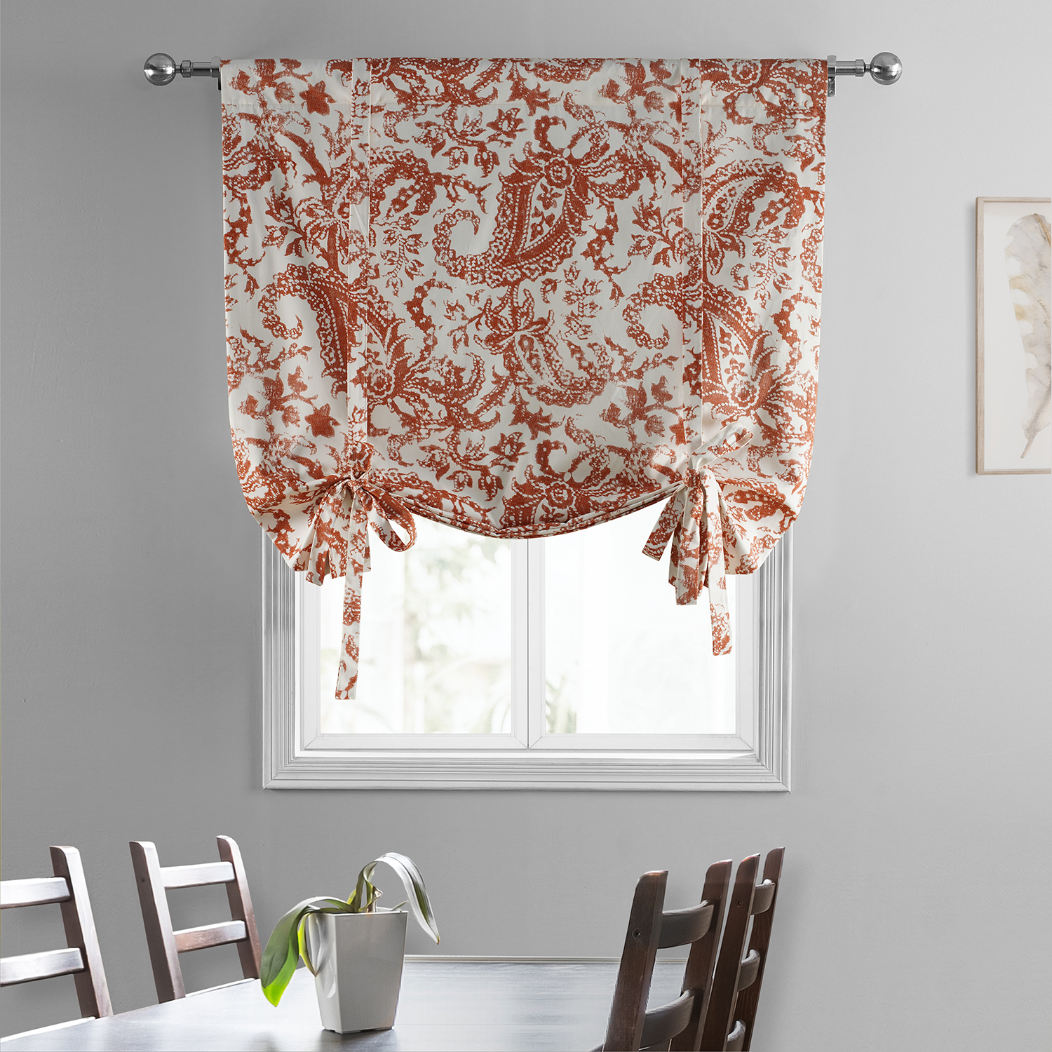 Edina Rust Printed Cotton Tie-Up Window Shade