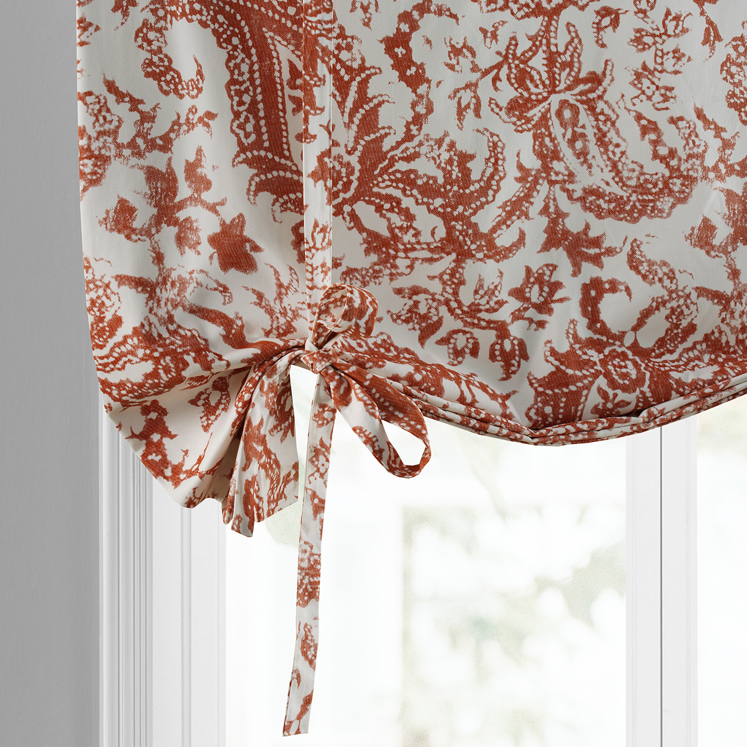 Edina Rust Printed Cotton Tie-Up Window Shade