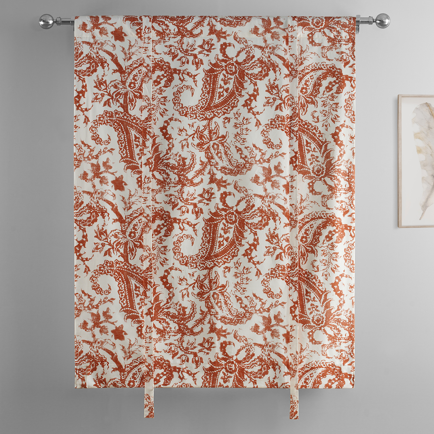 Edina Rust Printed Cotton Tie-Up Window Shade