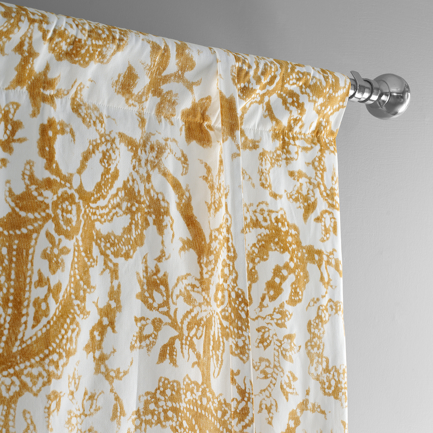 Edina Mustard Printed Cotton Tie-Up Window Shade