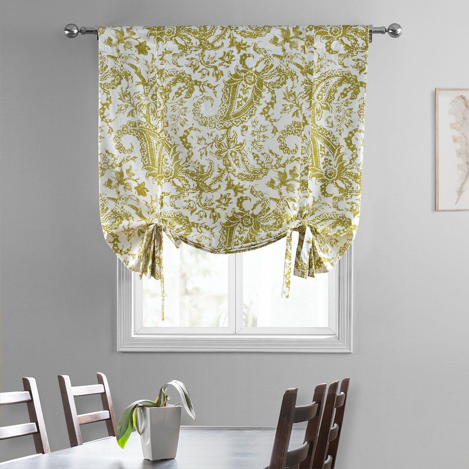 Edina Green Printed Cotton Tie-Up Window Shade