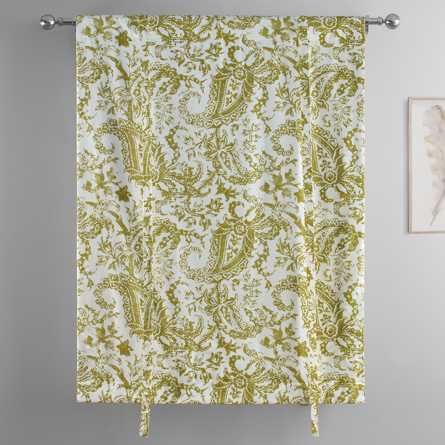 Edina Green Printed Cotton Tie-Up Window Shade