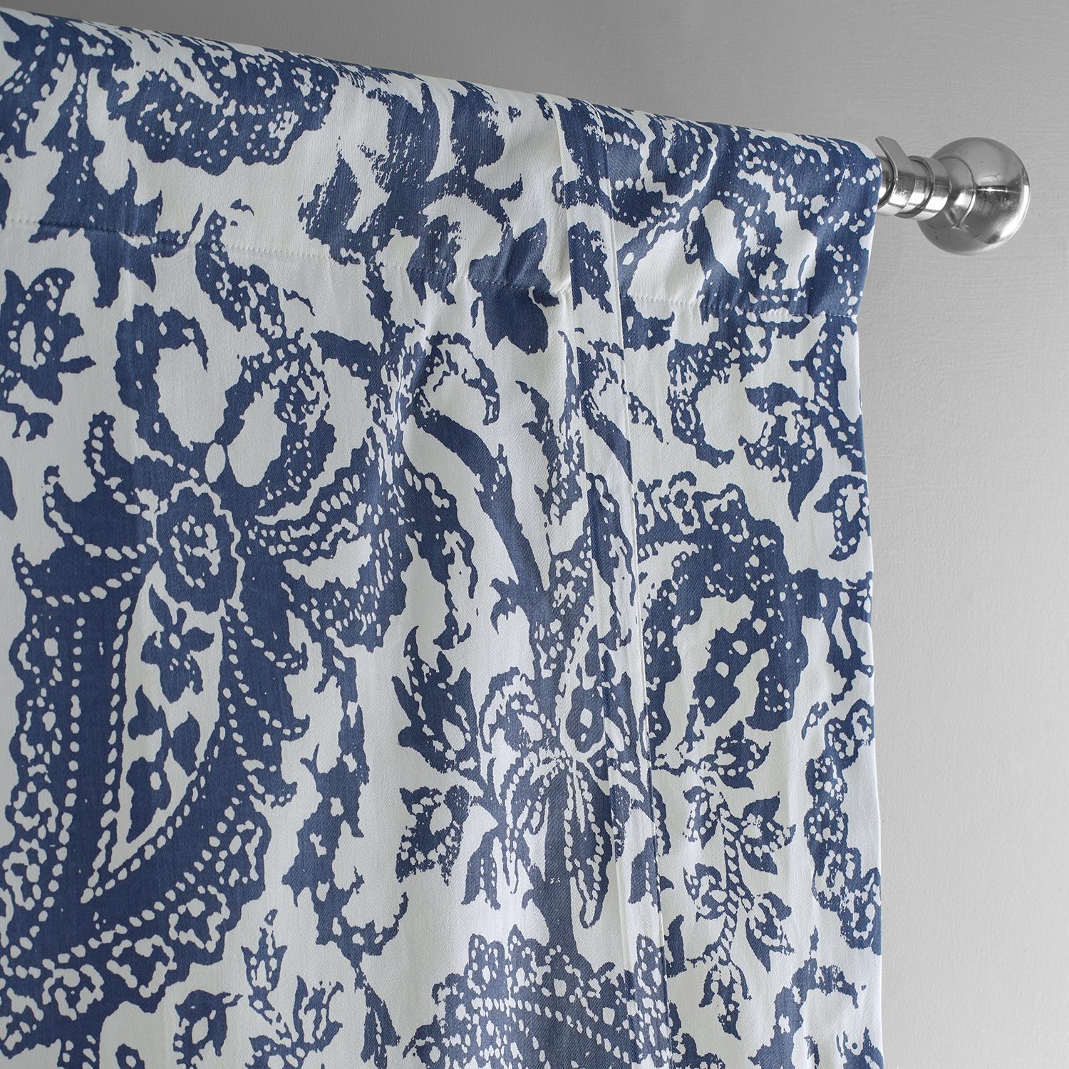 Edina Blue Printed Cotton Tie-Up Window Shade