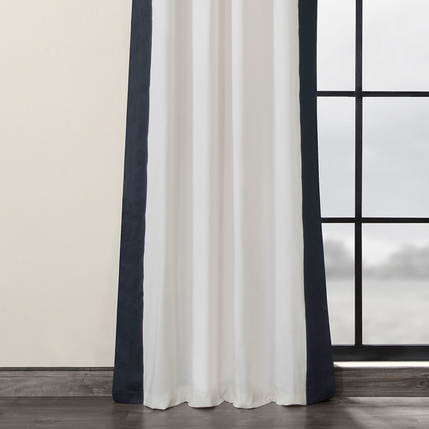 Fresh Popcorn and Polo Navy Grommet Vertical Colorblock Curtain