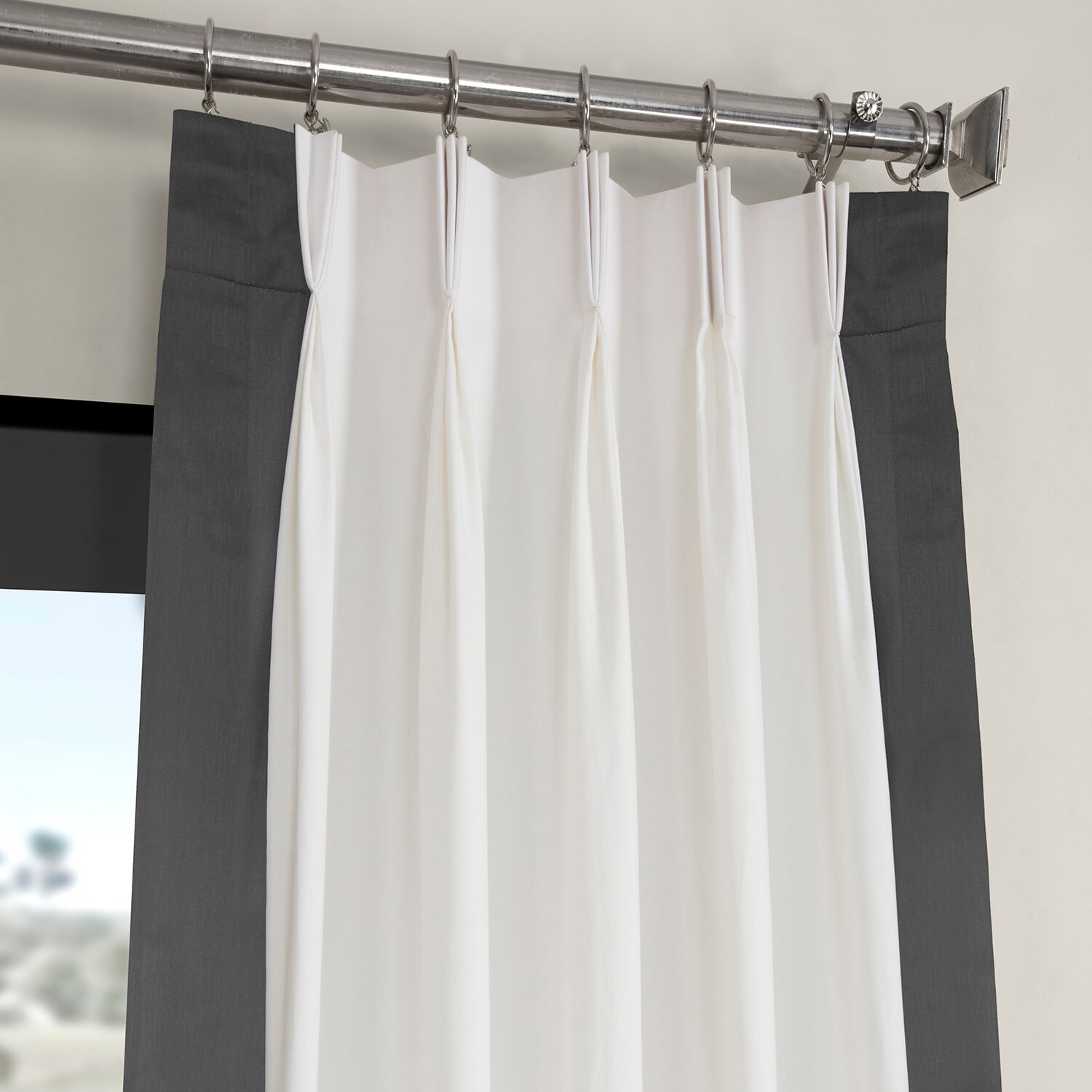 Fresh Popcorn and Millstone Grey Pleated Vertical Colorblock Curtain