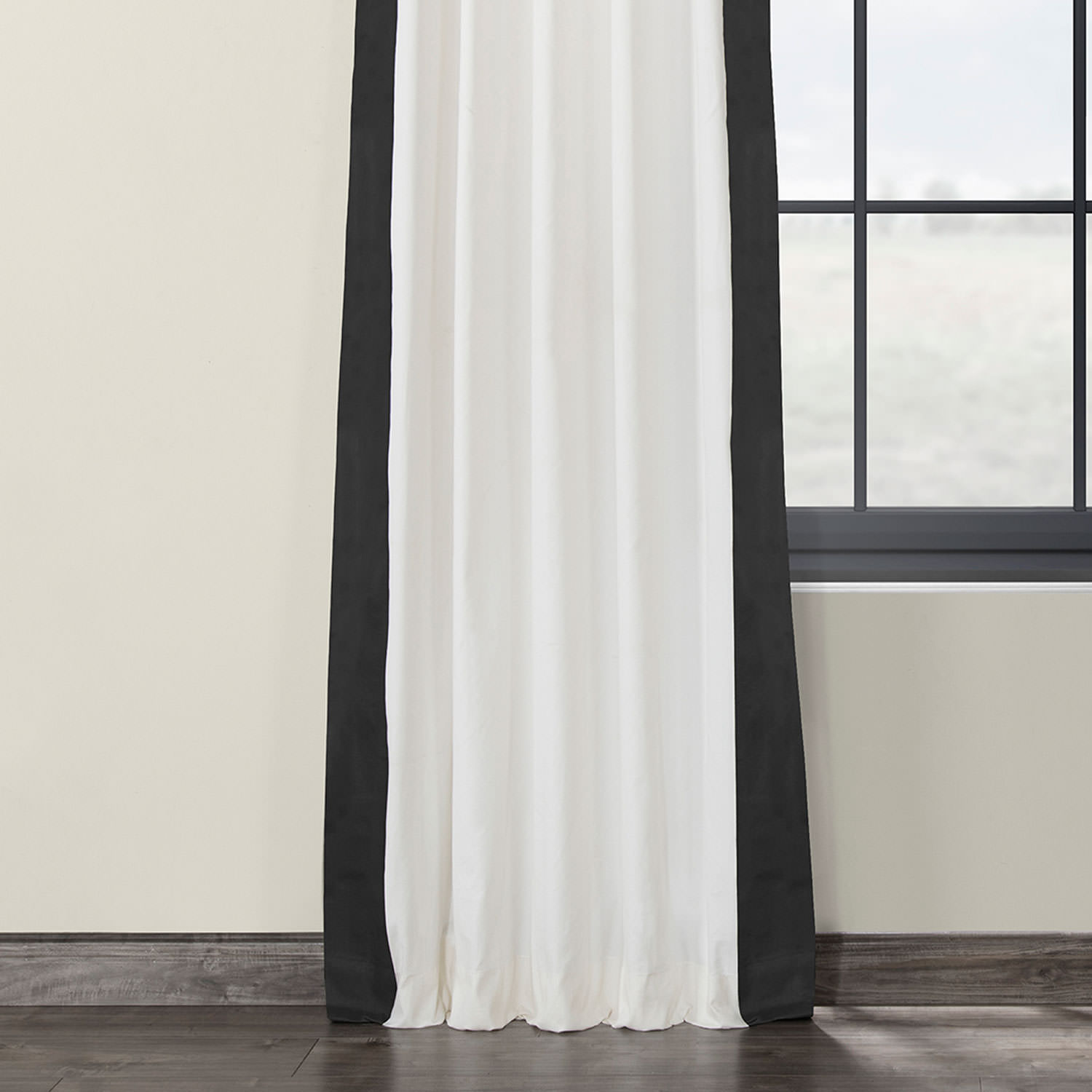 Fresh Popcorn and Millstone Grey Pleated Vertical Colorblock Curtain