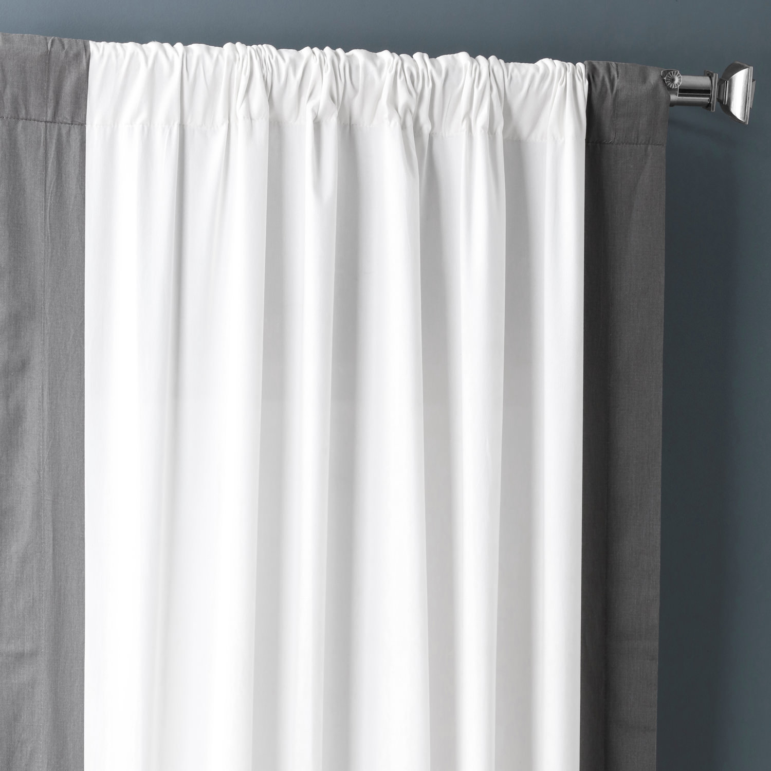 Fresh Popcorn and Millstone Grey Vertical Colorblock Panama Curtain