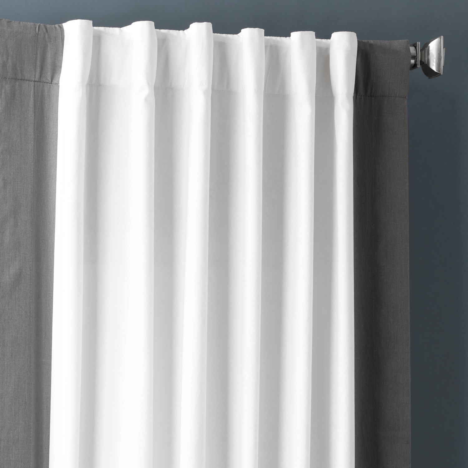 Fresh Popcorn and Millstone Grey Vertical Colorblock Panama Curtain