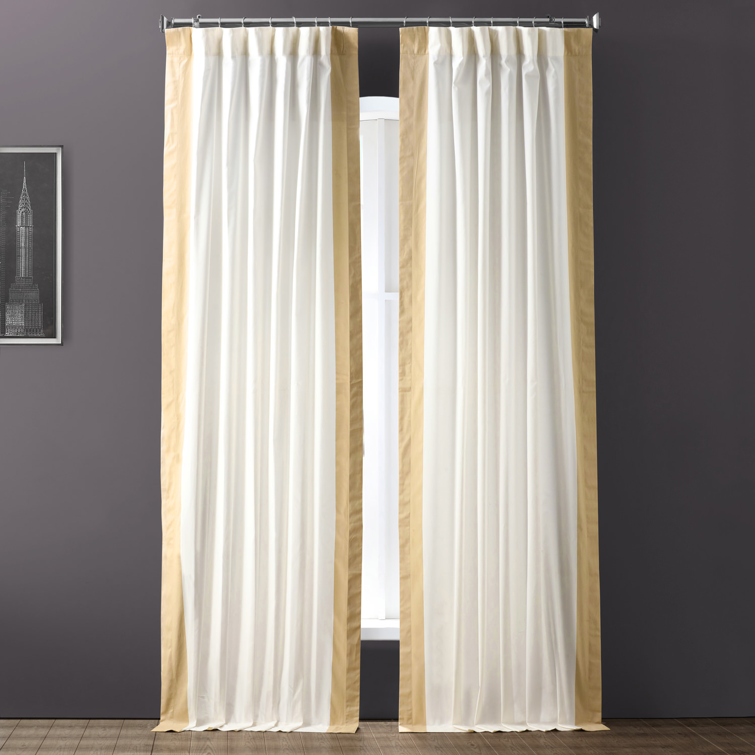 Fresh Popcorn and Shaker Beige Vertical Colorblock Panama Curtain