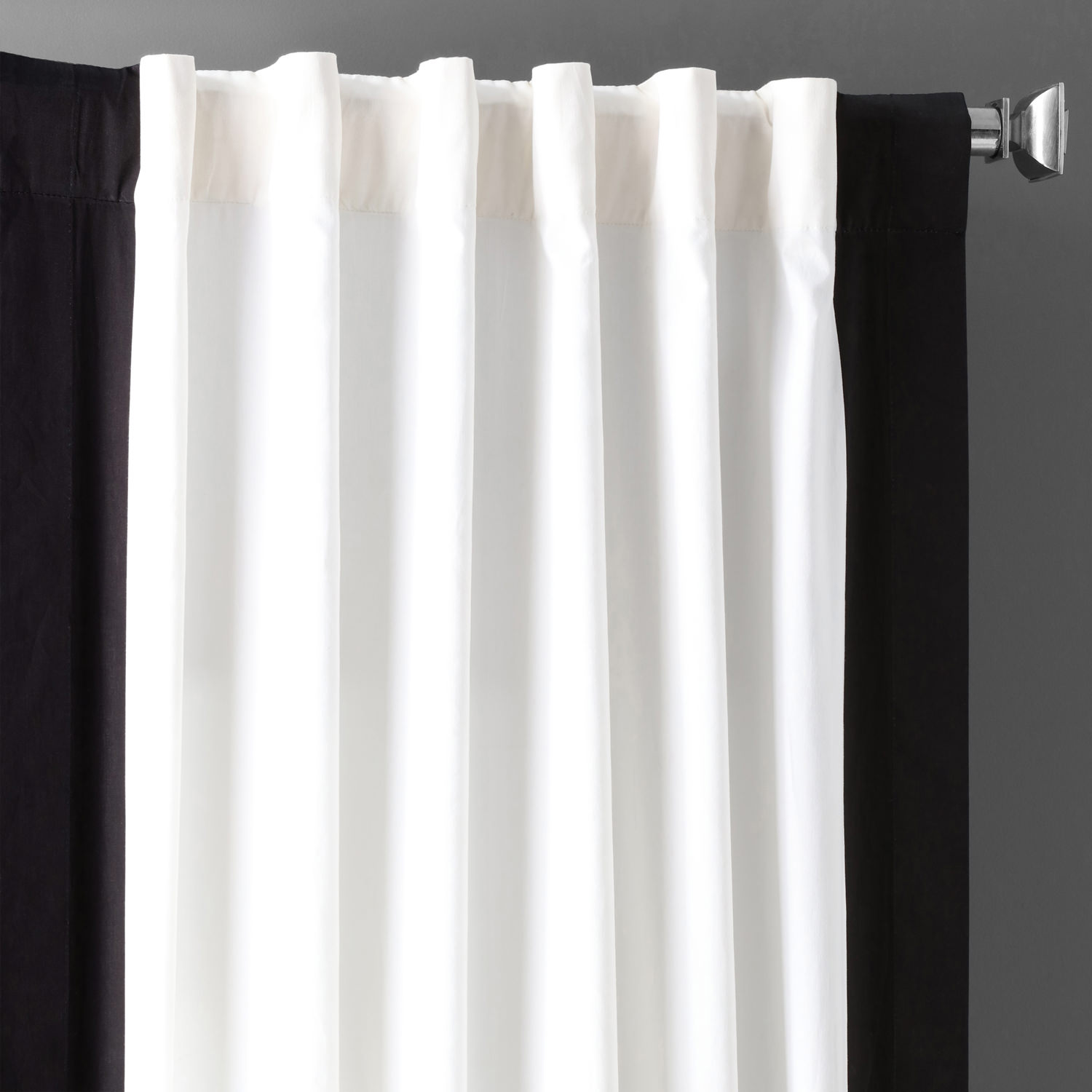 Fresh Popcorn and Black Vertical Colorblock Panama Curtain