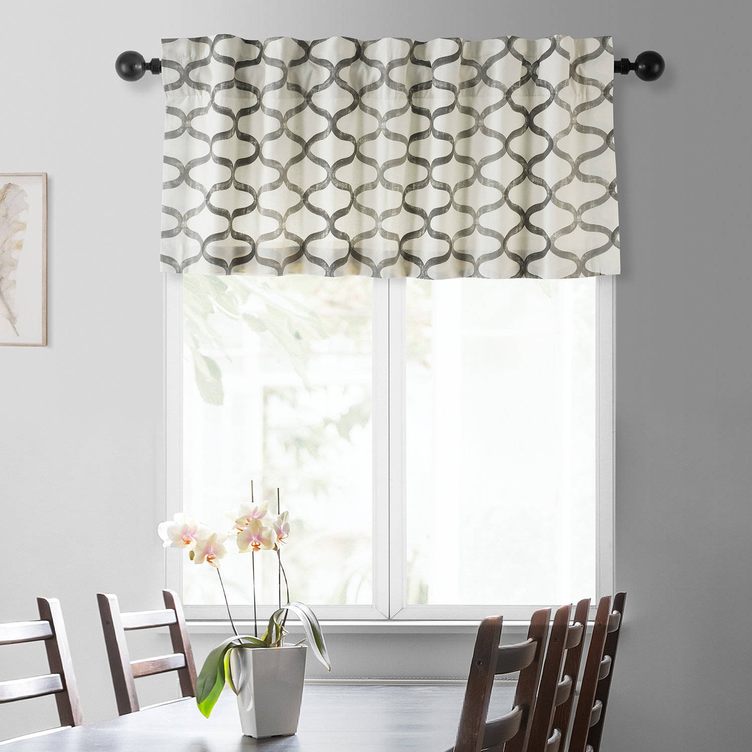 Illusions Silver Grey Printed Cotton Window Valance