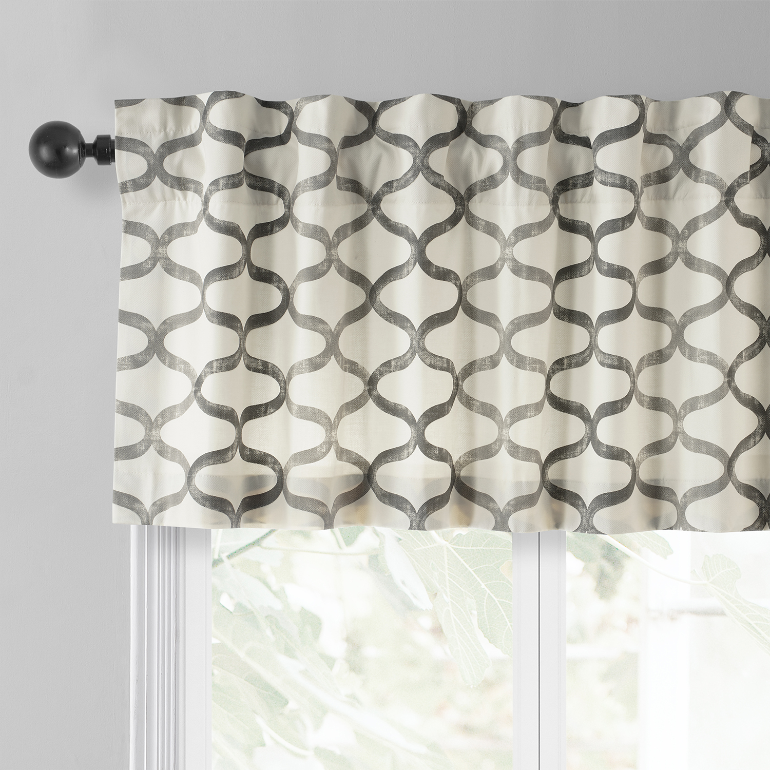 Illusions Silver Grey Printed Cotton Window Valance